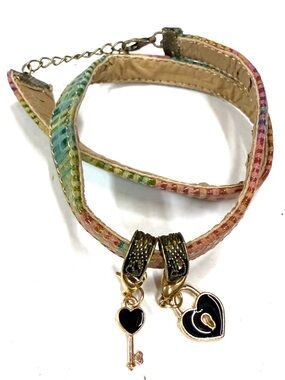Handmade from repurposed leather wrap bracelet nsb with lobster clasp and charms